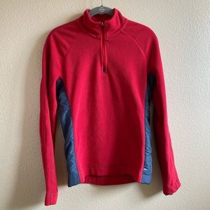 ALO yoga quarter Zip RED/GRAY Athletic Pullover fleece SWEATSHIRT SIZE S